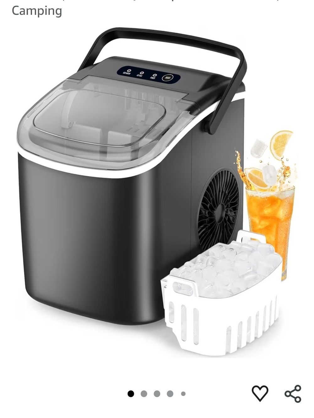 Portable Countertop Ice Maker - Black with Clear Lid